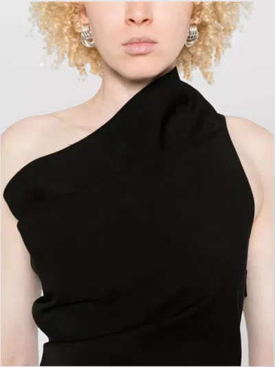 Rick Owens Asymmetrical One Shoulder Fitted Dress In Black