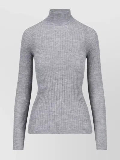Sa Su Phi Long Sleeve Mock Neck Knitwear Top In Gray