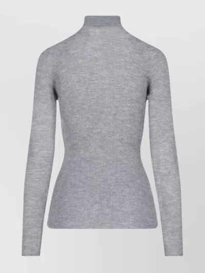Sa Su Phi Long Sleeve Mock Neck Knitwear Top In Gray