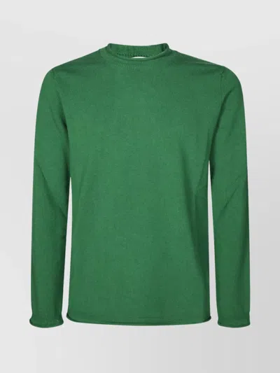 Comme Des Garçons Finely Knitted Black Wool Sweater With Classic Crew Neckline In Green