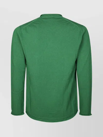 Comme Des Garçons Finely Knitted Black Wool Sweater With Classic Crew Neckline In Green