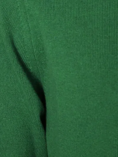 Comme Des Garçons Finely Knitted Black Wool Sweater With Classic Crew Neckline In Green