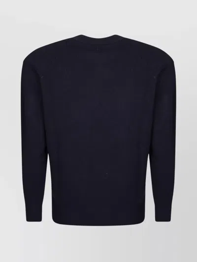 C.p. Company Crew Neck Knitwear In Soft Lambswool With Minimalist Branding In Blue