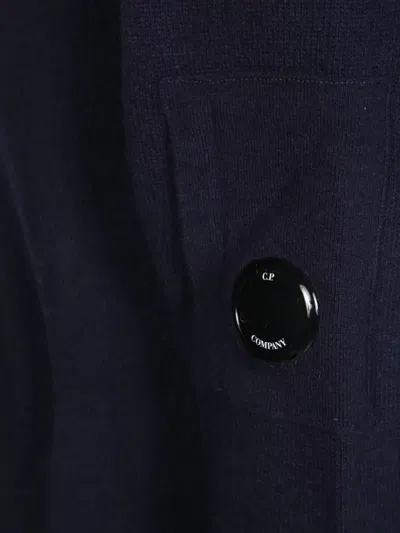 C.p. Company Crew Neck Knitwear In Soft Lambswool With Minimalist Branding In Blue