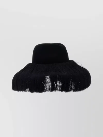 Comme Des Garçons Hizume Collaboration Wide Brim Hat In Black