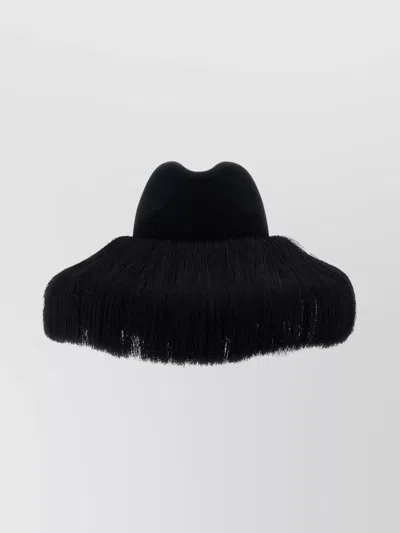 Comme Des Garçons Hizume Collaboration Wide Brim Hat In Black