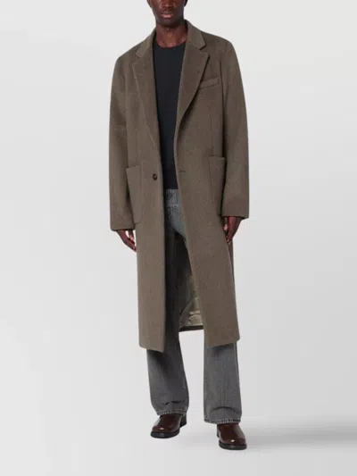 Our Legacy Wool Blend Coat Featuring Front Pockets In Brown