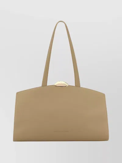 Benedetta Bruzziches Structured Leather Shopping Bag With Top Handle In Brown