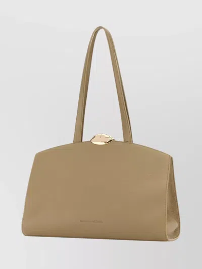 Benedetta Bruzziches Structured Leather Shopping Bag With Top Handle In Brown