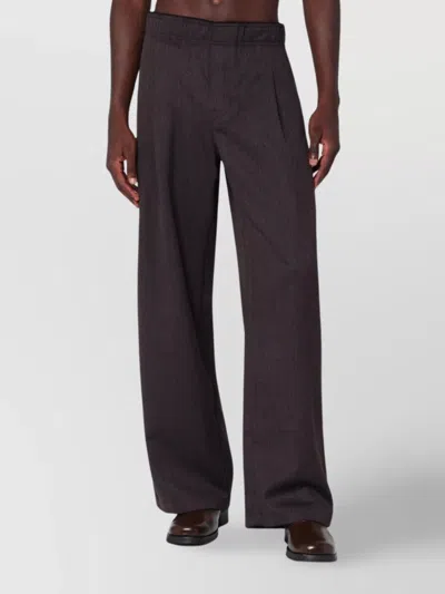 Our Legacy Wide Leg Wool Trousers Featuring Pockets In Gray