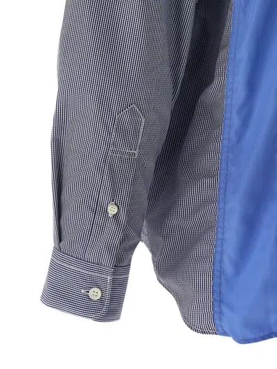 Comme Des Garçons Patchwork Patterned Cotton Poplin Shirt With Fringed Hem In Multi