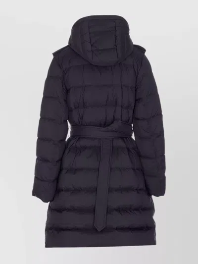 Burberry Quilted Hooded Double-breasted Belted Jacket In Black