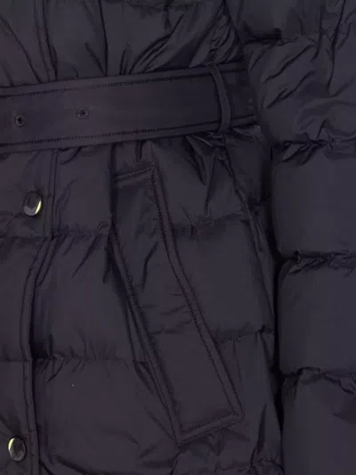 Burberry Quilted Hooded Double-breasted Belted Jacket In Black