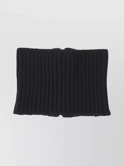 Sa Su Phi Ribbed Knit Scarf With Central Silver Zipper In Blue