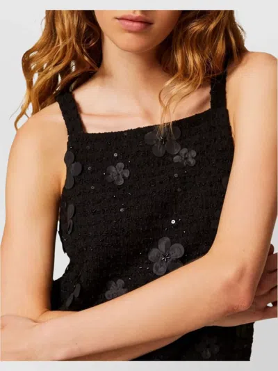 Twinset Boucl Short Dress With Embroidery In Black