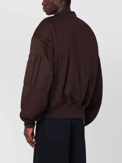 Entire Studios Wool Bomber Jacket Ribbed Cuffs In Black