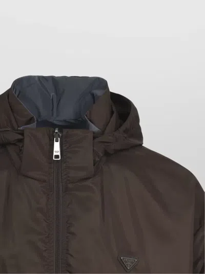 Prada Reversible Jacket Stand-up Collar In Gray