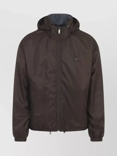 Prada Reversible Jacket Stand-up Collar In Gray