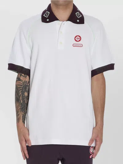 Casablanca Piqu Cotton Polo Shirt In White