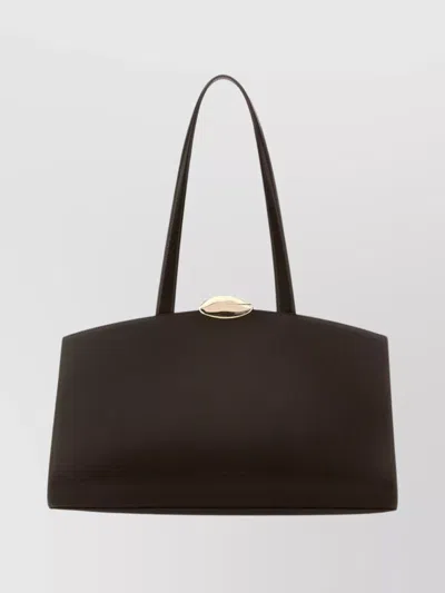 Benedetta Bruzziches Structured Leather Shopping Bag With Top Handle In Brown