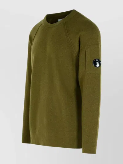 C.p. Company Cappero Crewneck Sweatshirt With Iconic Lens Detail In Green