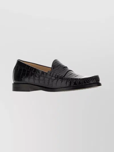 Stuart Weitzman Lottie Loafers Crocodile Texture Leather Sole In Black