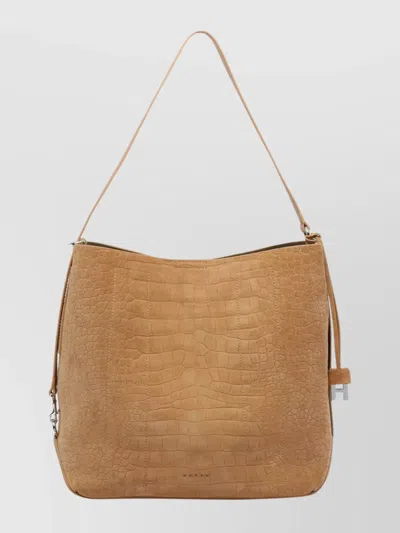 Hogan Suede Hobo Tote Adjustable Shoulder Strap In Nude