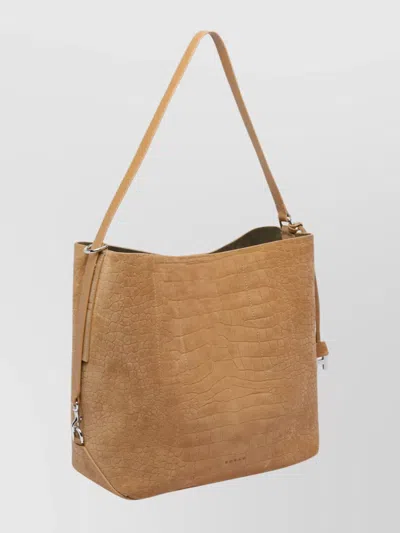 Hogan Suede Hobo Tote Adjustable Shoulder Strap In Nude