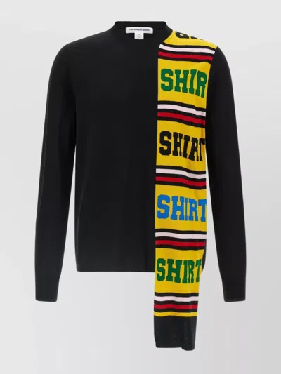 Comme Des Garçons Asymmetrical Color Block Knit Sweater In Black