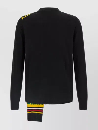 Comme Des Garçons Asymmetrical Color Block Knit Sweater In Black