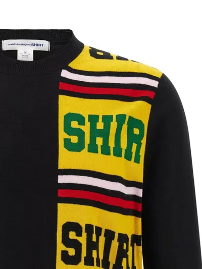 Comme Des Garçons Asymmetrical Color Block Knit Sweater In Black