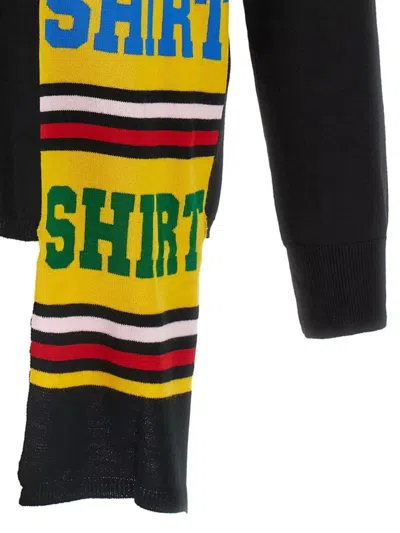 Comme Des Garçons Asymmetrical Color Block Knit Sweater In Black