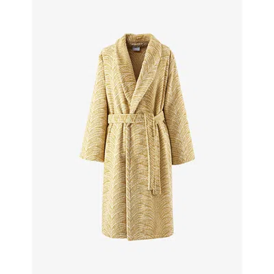 Yves Delorme Multicoloured Pollen Abstract-pattern Cotton-jacquard Bathrobe In Brown