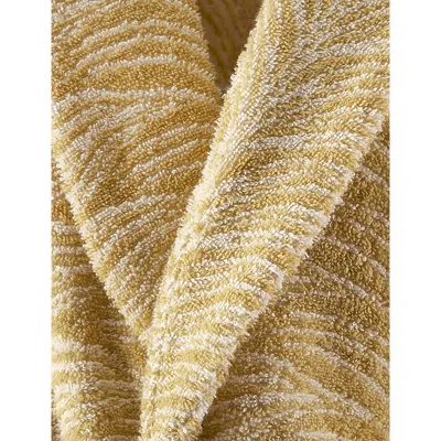 Yves Delorme Multicoloured Pollen Abstract-pattern Cotton-jacquard Bathrobe In Brown