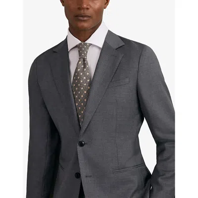 Reiss Mens Grey Tullio Floral-print Wool And Silk T In Brown