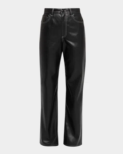 Rag & Bone Phoebe Faux Leather Drawstring Wide Leg Pants In Black