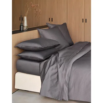 Hugo Boss Carbon Lattice Rectangle Standard Cotton Pillowcase In Black