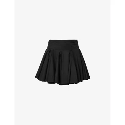 Allsaints Womens Black Tulip Draped Mid-rise Cotton Mini Skirt