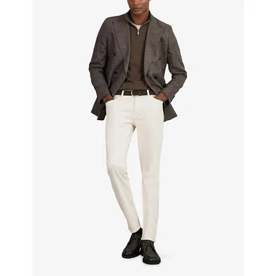 Reiss Mens Chocolate Brown Blackhall Half-zip Long-sleeve Merino-wool Jumper