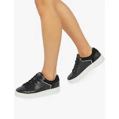 Dune Womens Vy Synthetic Elli Logo-embossed Flatform Faux-leather Low-top Trainers In Black