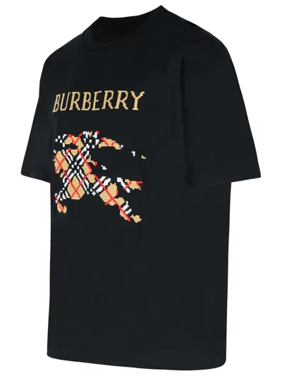 Burberry Cross Stitch Logo Cotton T-shirt In Black