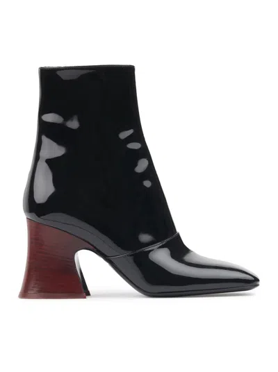 Chloé Chloè Janis Ankle Boots With Glossy Leather Heel In Black