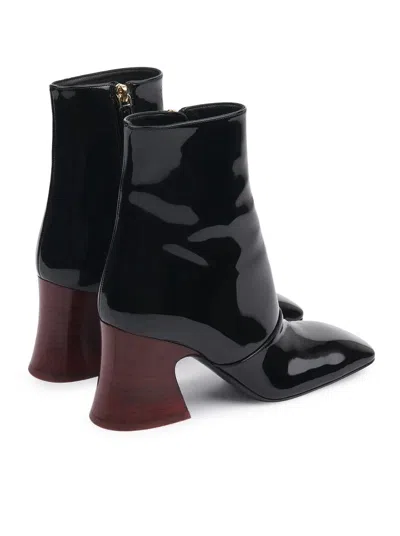Chloé Chloè Janis Ankle Boots With Glossy Leather Heel In Black