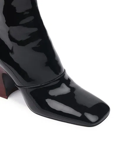 Chloé Chloè Janis Ankle Boots With Glossy Leather Heel In Black