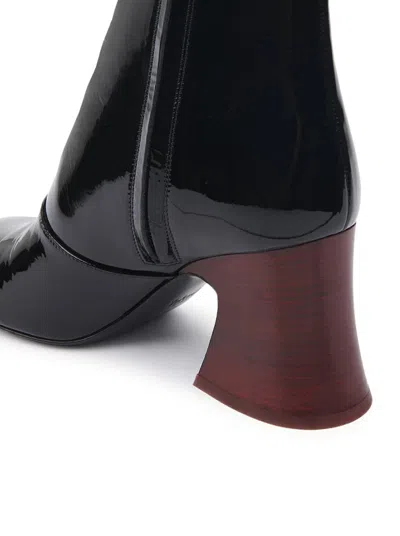 Chloé Chloè Janis Ankle Boots With Glossy Leather Heel In Black