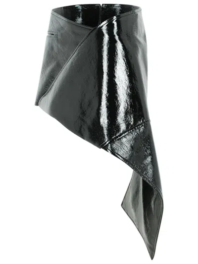 Courrèges Side-drape Vinyl Mini Skirt In Black