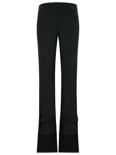 Courrèges Tailored Black Wool Blend Pants With Adjustable Hem In Black