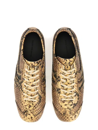 Dries Van Noten White Calf Leather Sneaker With Refined Silhouette In Multi