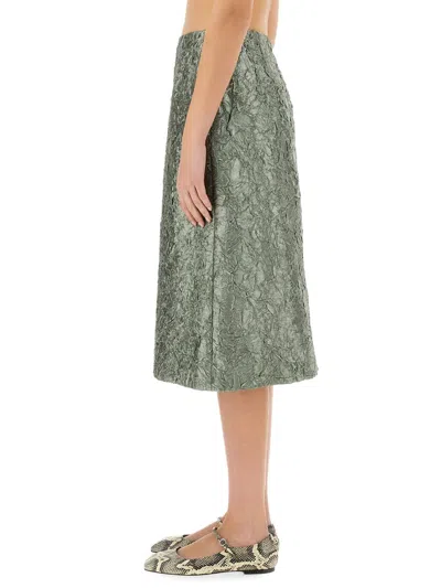 Dries Van Noten Womens Raf Crinkled-texture Split Woven Midi Skirt In Green