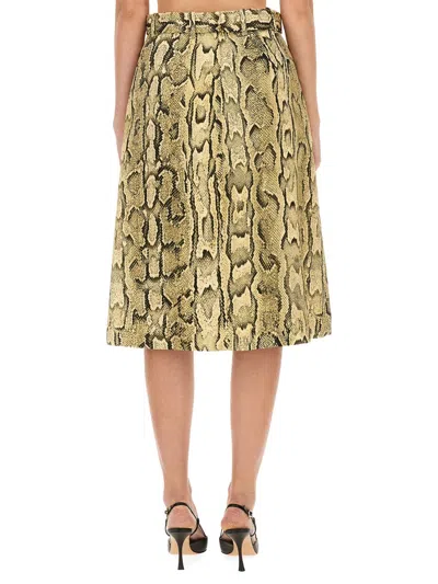 Dries Van Noten Sheraz Viscose And Cotton Skirt With Reptile Print In Multi